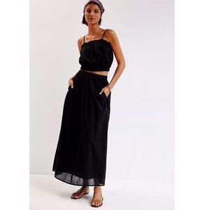 NWT Anthropologie Michie Tank Top & Skirt Outfit Set - Black Cotton - Small